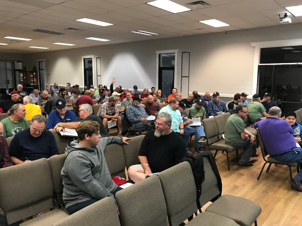Crowd of men at men's retreat
